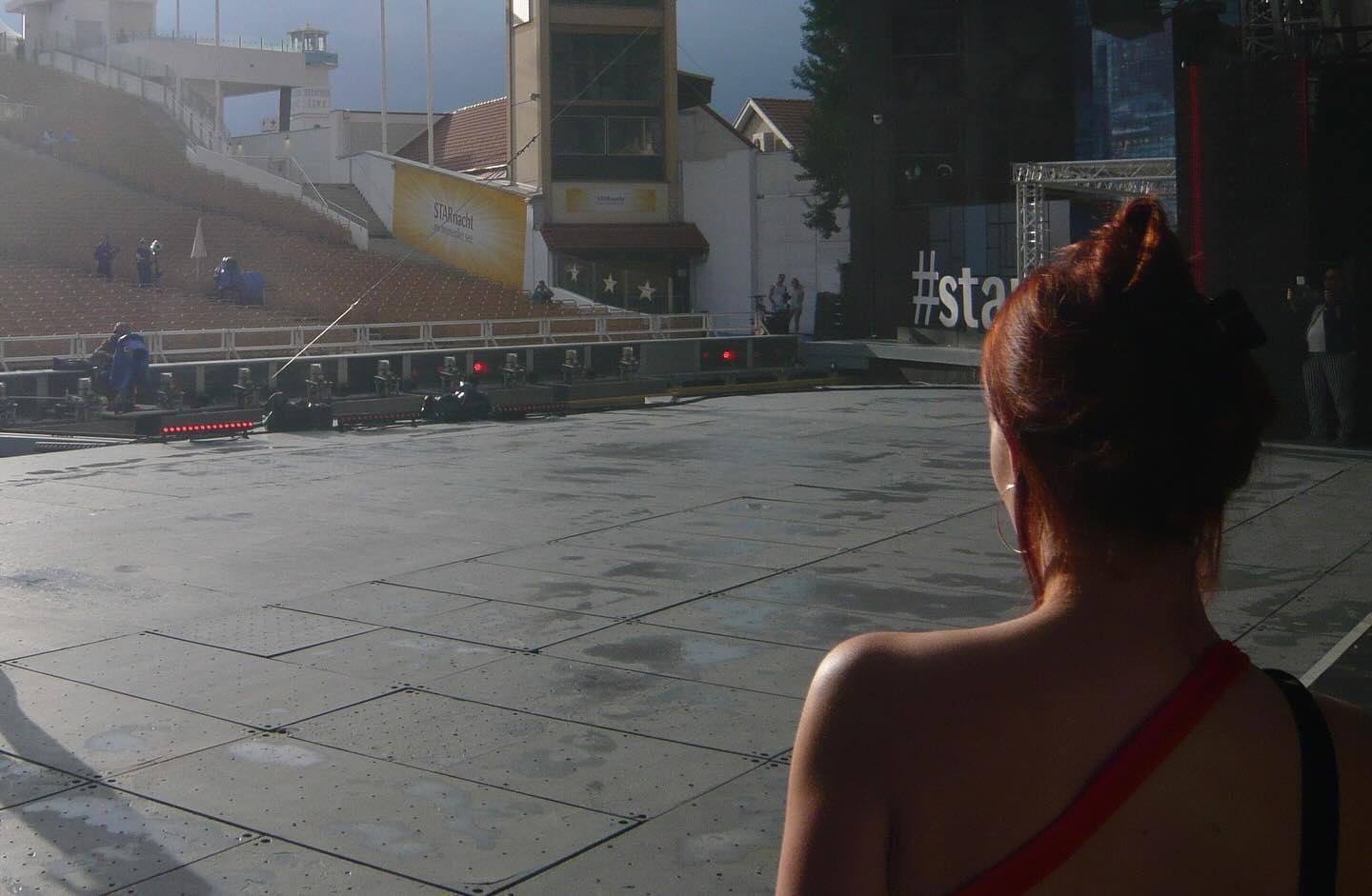 Empty stage seen from the back before a show